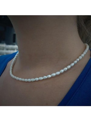 Mediterian Şık ve zarif minik inci kolye, beyaz renk, 925 ayar, kadın takısı