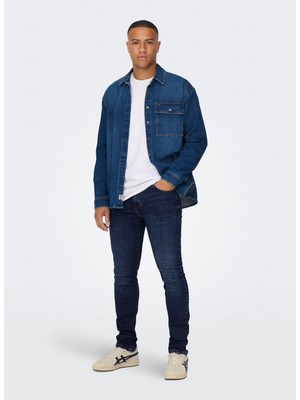Only & Sons Normal Bel Dar Indigo Erkek Denim Pantolon Onsloom Slım Db 6749 Mat Dnm Noos
