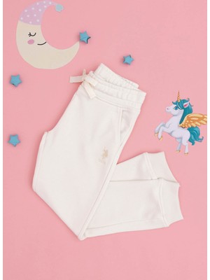 U.S. Polo Assn. Krem Kız Çocuk Lastikli Bel Havuç Kalıp Eşofman Altı SENT-SK024 SENT-SK024