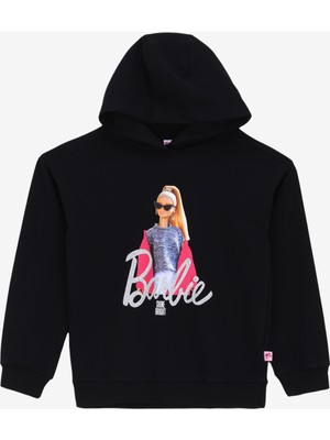 Barbie Baskılı Kadın Siyah Sweatshırt BRB4WG-SWT6009