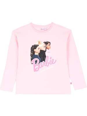 Barbie Baskılı Pembe Kadın T-Shirt BRB4WG-TST6198