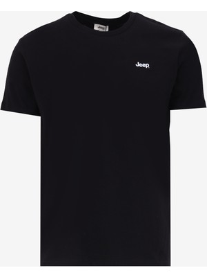 Jeep Bisiklet Yaka Baskılı Siyah Kadın T-Shirt J4WL-TST4011