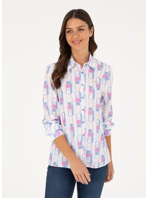 U.S. Polo Assn. Regular Fit Gömlek Yaka Mavi Kadın Gömlek Valentın