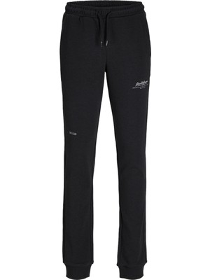 Jack & Jones Siyah Erkek Çocuk Lastikli Bel Normal Kalıp Baskılı Eşofman Altı 12258130