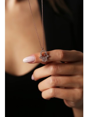 Mediterian 925 Ayar Gümüş Yeşil Zirkon Eli Kolye, Zarif ve Şık Takı Tasarımı