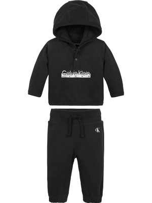 Calvin Klein Siyah Unisex Eşofman Takımı Metallıc Hero Logo Hoodıe Set