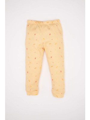 DeFacto Kız Bebek Pijama Takımı Yiyecek Baskılı Waffle Uzun Kollu Üst Uzun Alt D3615A524WN