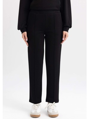 DeFacto Regular Fit Rahat Kalıp Basic Düz Fitilli Çift Cepli Casual Siyah Pantolon B0044AX24AU