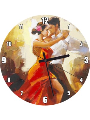 Woodhub Tago Dans Eden Çift Duvar Saati (Çap 30 x 30  cm )