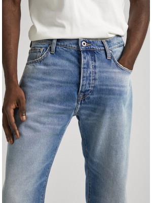 Pepe Jeans Normal Bel Regular Straight Erkek Denim Pantolon PM207394MI9-000 Straıght Jeans