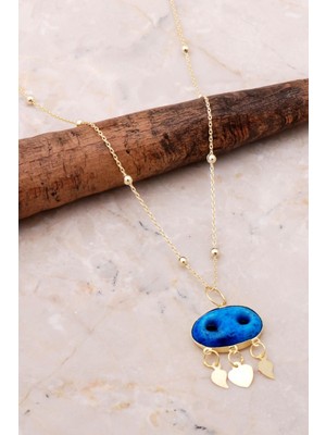 Mediterian Yaldızlı Süryani Nazar Boncuklu Gümüş Kolye, doğal taş, şık ve anlamlı takı seçeneği