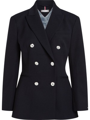 Tommy Hilfiger Standart Lacivert Kadın Ceket Statement Prep Fıtted Db Blazer