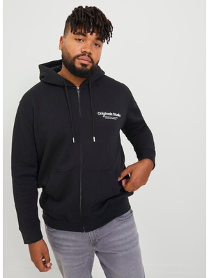 Jack & Jones Kapüşon Yaka Siyah Erkek Sweatshırt 12248197_JORVESTERBRO Sweat Zıp Hoo