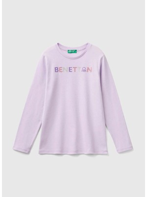 Benetton Baskılı Lila Kadın T-Shirt 3I9WC10JR 054