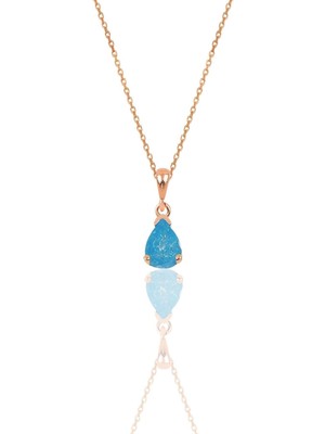 Mediterian Mavi Kristal Taşlı Zarif Gümüş Damla Takı, 925 Ayar, Şık ve Şekilli Tasarım