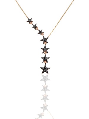 Mediterian 925 Ayar Gümüş Yıldız ve Onix Taşlı Zarif Kolye, Beyaz Renk, Doğal Taş