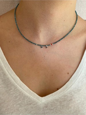 Mediterian Minik kuş figürlü gümüş kolye, zarif ve şık tasarım, doğal taş detaylı, 925 ayar