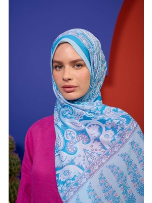 İpekhan Marrakech Koleksiyon Soft Şal Mavi Çimen Yeşili 3049-14