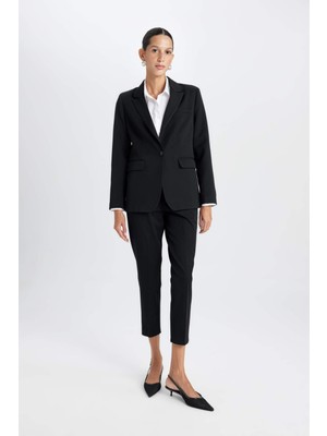 DeFacto Fitted Ceket Yaka Düğmeli Basic Düz Blazer Ceket D3157AX24WN