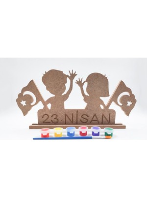 Woodhub 23 Nisan Ulusal Egemenlik ve Çocuk Bayramı Ahşap Boyama Seti (Bayraklı Çocuk)