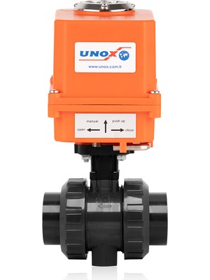 Unox 220V Ac Elektrik Aktüatörlü U-Pvc Küresel Vana Asit İçin