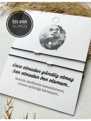 Mediterian 925 ayar gümüş kırmızı ve siyah arkadaş bileklik seti, şık ve zarif tasarım