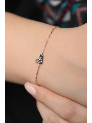 Mediterian 925 Ayar Gümüş Zirkon Taşlı Kedi Bileklik, şık ve zarif tasarım