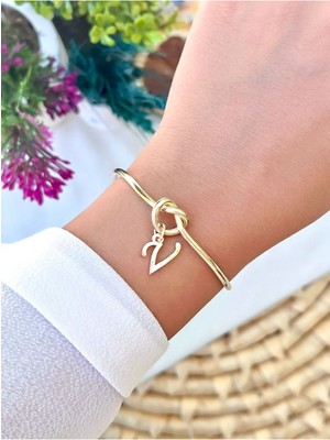 Mediterian Aşk Düğümü Harfli Bileklik V Harfi