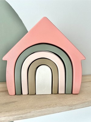 Woodhub Waldorf Doğal Ahşap Renkli Ev Oyun Seti Fotoğraf Çekimi Bebek Odası Dekoru 1 Yaş Hediye