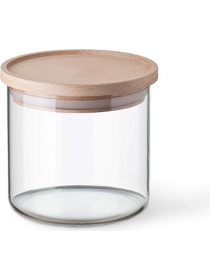 Es Dekor Ahşap Kapaklı Cam Kavanoz 0,5lt Bakliyat Kuruyemiş Kuru Gıda 1 Adet