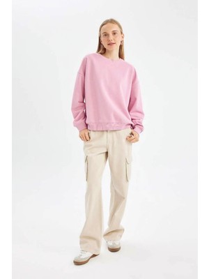 Defacto Kadın Sweatshirt Pembe A4177AX/PN450