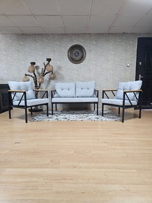 Zafir Siyah Boyalı Bahçe - Balkon - Mutfak Çay Seti Takımı Bahçe Koltuk Takımı