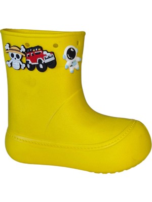 Casabony Sarı Yağmur Botu Su Geçirmez Özellikli Elastik Pamuklu Çoraplı Set
