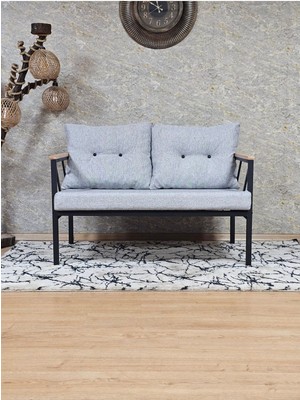 Zafir İkili Siyah Boyalı Bahçe - Balkon - Mutfak Çay Seti Takımı Bahçe Koltuk Takımı