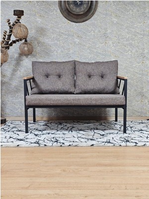 Zafir İkili Siyah Boyalı Bahçe - Balkon - Mutfak Çay Seti Takımı Bahçe Koltuk Takımı