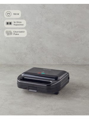 English Home Tmk 5001 Mini Tost ve Waffle Makinesi Siyah