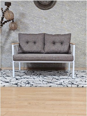 Zafir İkili Beyaz Boyalı Bahçe - Balkon - Mutfak Çay Seti Takımı Bahçe Koltuk Takımı