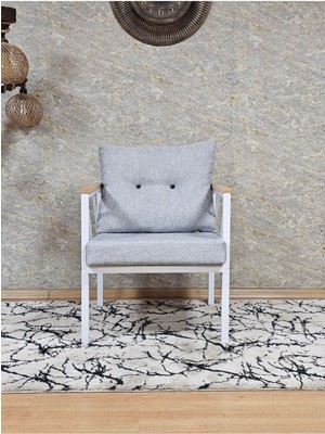 Zafir Tekli Beyaz Boyalı Bahçe - Balkon - Mutfak Çay Seti Takımı Bahçe Koltuk Takımı