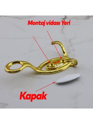 Badem10 Ilknur 5 Adet Portmanto Vestiyer Duvar Askısı Metal Dolap Elbise Askılığı Askılık Gold Beyaz 5 Adet