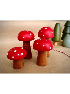 Woodhub Waldorf 4lü Doğal Ahşap Organik Mantar Oyuncak Seti Hediyelik Bebek Odası Dekor Fotoğraf Çekim