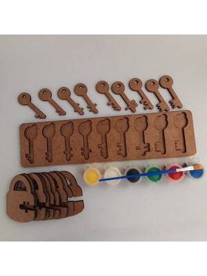 Woodhub Montessori Anahtar Kilit Eşleştirme Oyunu Boyama Hobi Seti