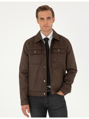 Pierre Cardin Erkek Kahverengi Gömlek Yaka Suni Deri Ceket 50300520-400