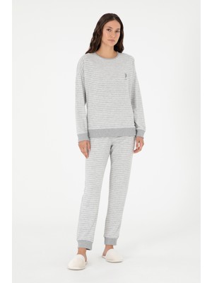 U.S. Polo Assn. Kadın Gri Melanj Pijama Takım 50302029-VR086