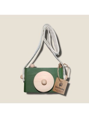 Woodhub Dekoratif Organik Fotoğraf Makinesi, 1 2 3 Yaşındaki Erkek ve Kız Montessori Oyuncak-Koyu Yeşil