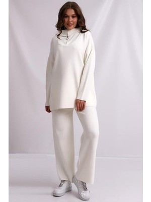 Irmak Kerekli Oversize Fermuarlı Triko Alt Üst Takım 1805
