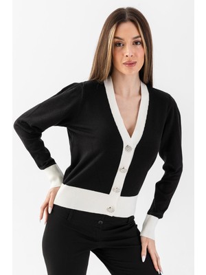 Irmak Kerekli Mücevher Düğmeli Triko Hırka 5610