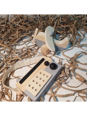 Woodhub Ahşap Elyapımı Baby Radyo + Baby Uçak Oyuncak Set,montessori Oyuncak,hediyelik Oyuncak,çocuk Oyunca