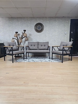 Zafir Siyah Boyalı Bahçe - Balkon - Mutfak Çay Seti Takımı Bahçe Koltuk Takımı