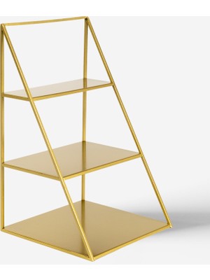 Rarart Concept 3 Katlı Gold Piramit Metal Organizer - Çok Amaçlı Aksesuar Rafı - Metal Malzeme Stardust