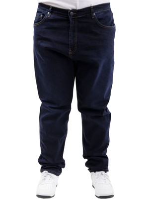 ModeXL Büyük Beden Erkek Klasik Neptun Kot Pantolon Lacivert Pamuklu Rahat Kumaş